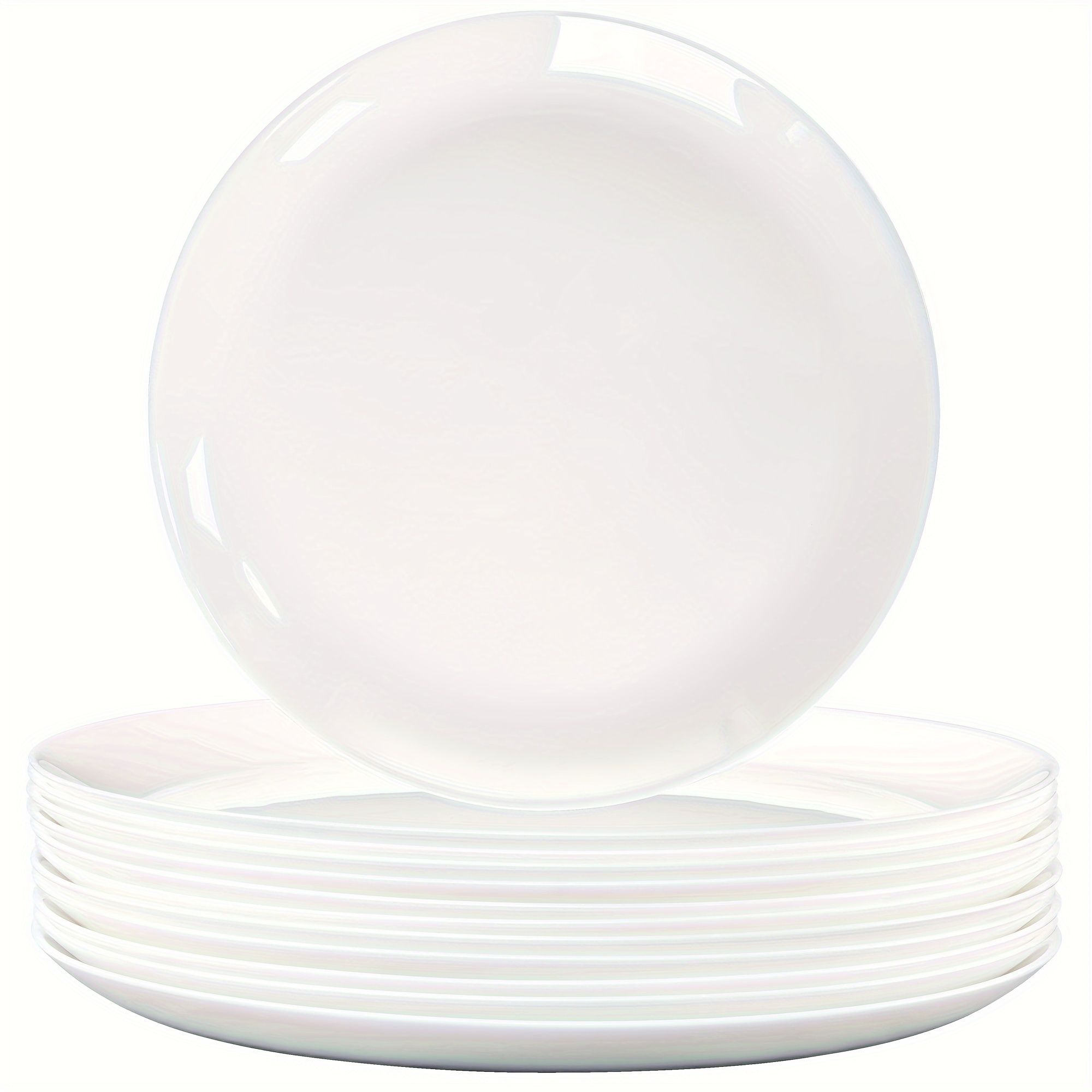 

6/12pcs Dinner Plates Set, Tempered Glass White Plates, 10-1/2-inch Round Dish Set, Perfect For Home Dinner Wedding Restaurant