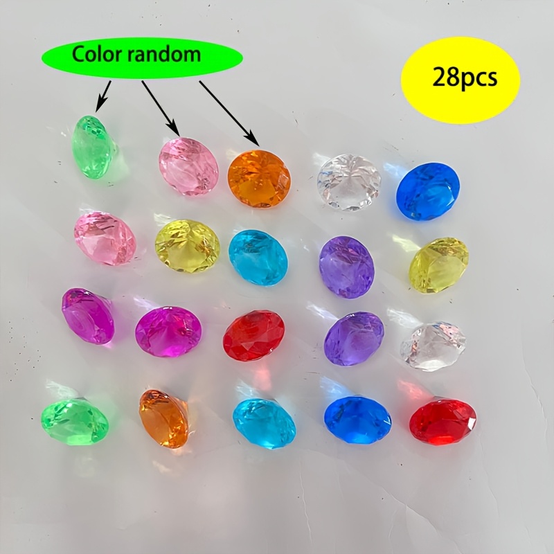 E-shop 28 Stück 2 cm bunte Acryl-Edelsteine in gemischten Farben – die für DIY-Schmuck, Piratenschatztruhen, Unterwasser-Mottopartys Pool-Geschenke