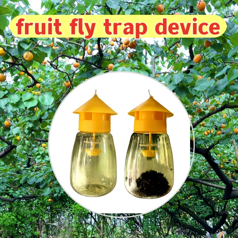 

Reusable Plastic Fruit Fly Trap, Non-toxic, No Battery Needed, Odor Lure For Flying Pests, With 4 Entry , For Gardens And