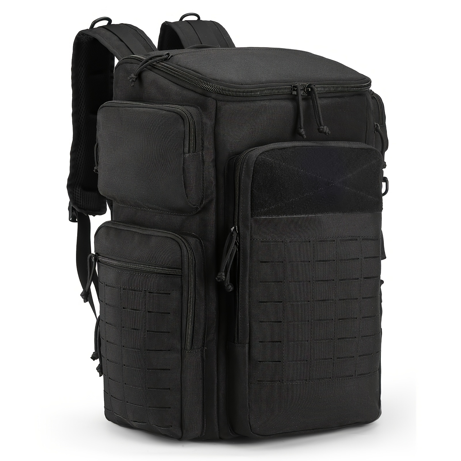 TEMU Mochila de fitness de gran capacidad con MOLLE y bolsa para zapatos (versión negra) - Mochila de duradera y resistente al de tela Oxford -