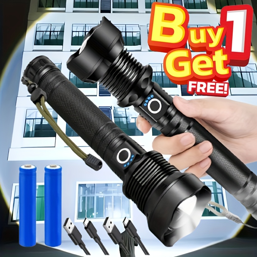 

Buy 1 Get 1 Free - 2pcs P70 Flashlight, Rechargeable Led Flash Light With 5 , Powerful Flashlight For Camping And Emergency Use, Valentine's Day Gifts For Men