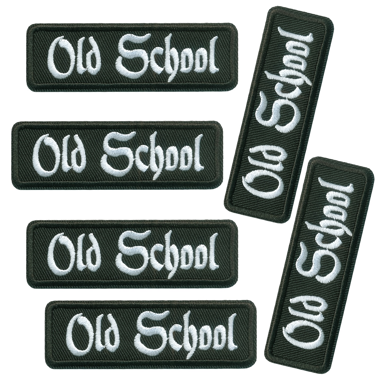 TEMU 6pcs Black Background White Letter Embroidered Patch Decorative Stickers, Iron-on Or Sew-on, Suitable For Clothing, Backpacks And Hats, Durable