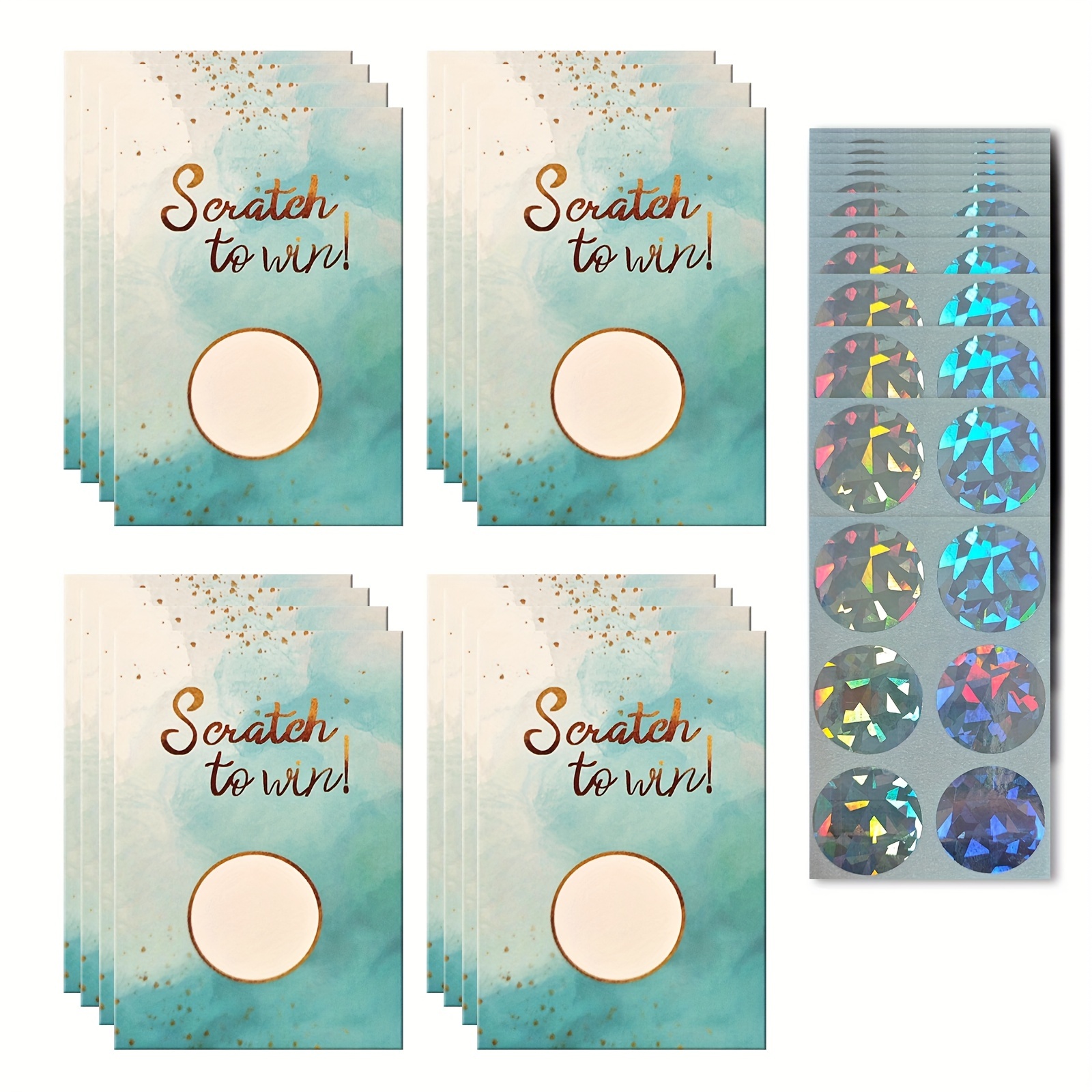 

60 Scratch Off Cards - Perfect For Small Businesses: Festive, Valentine's Day, Wedding, Baby Shower, Birthday, And Party Supplies (advanced Pastel Blue With Golden Design)