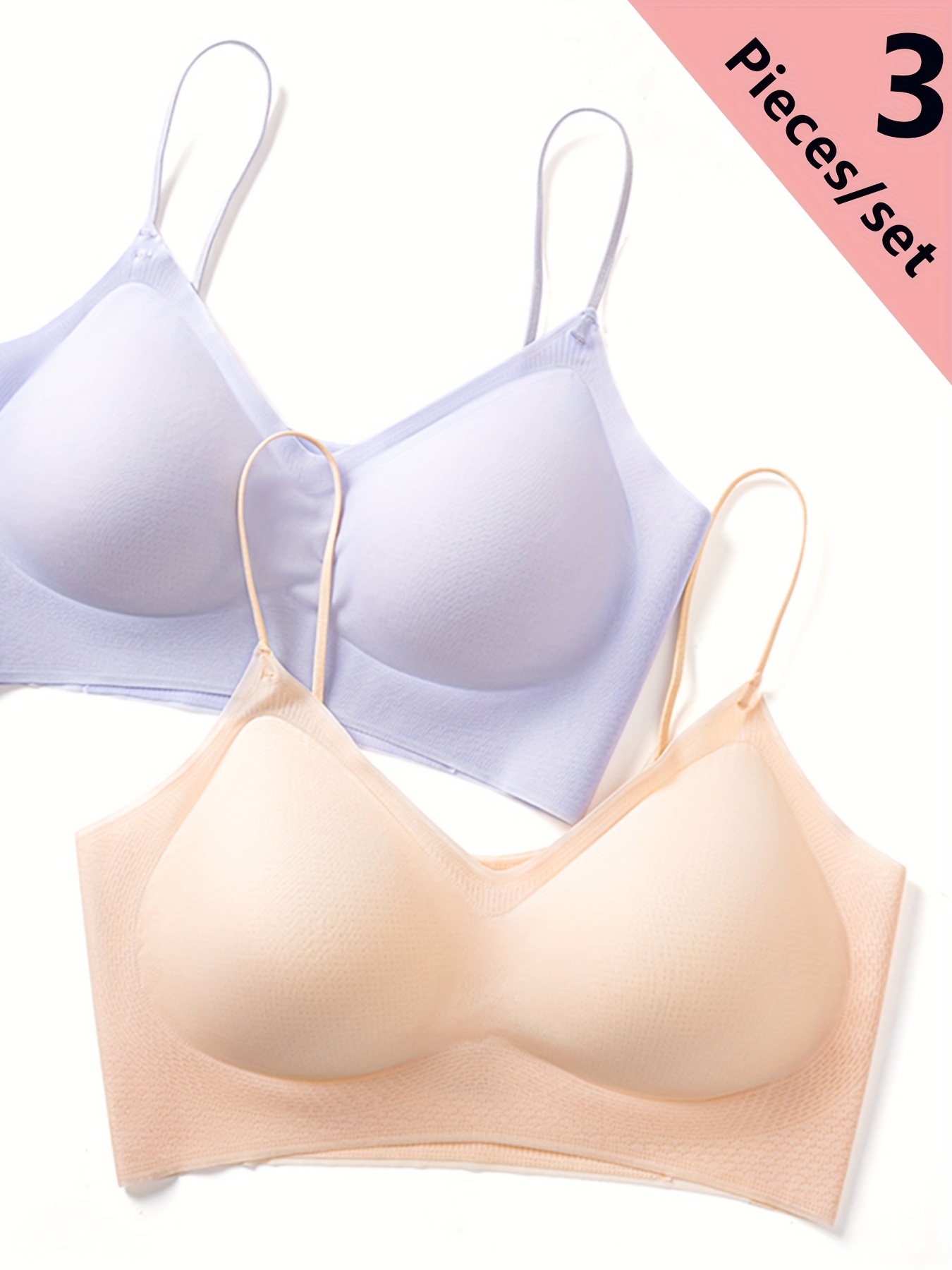 3pcs ultra thin seamless underwire free womens bra with push up anti sagging breathable camisole Product details 2