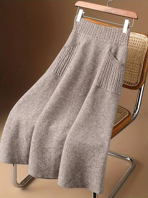 plus size plus size solid twist pocket a line skirt cable half skirt womens elegant pocket skirt solid ribbed size sweater skirt casual comfortable