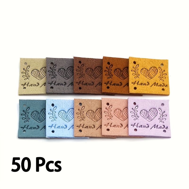 Image of 50pcs Handmade Heart Shaped Faux Leather Labels, Labels For Clothing, Crafts, Diy Gifts, Bags And Hats