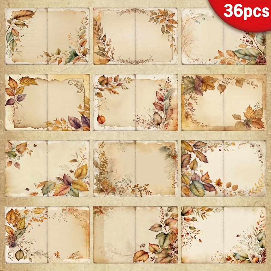 TEMU 36 Fogli A5 Carta per Scrapbooking Foglie d'Acero, Carta per Scrapbooking Ringraziamento, Biglietti d' Vintage Autunnali a , Perfetta per