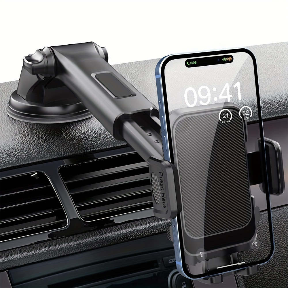 

Universal Car Phone Mount - Strong Suction Dashboard Holder With Rotating Gel Pad - Securely Grips All Smartphones For Safe Driving