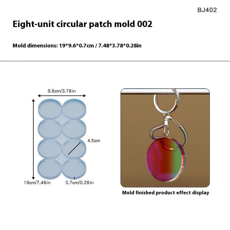 TEMU Moule en silicone pour résine, moule circulaire pour pendentif en résine, porte-clés parfumé, breloque de sac à dos, moule en silicone trou,