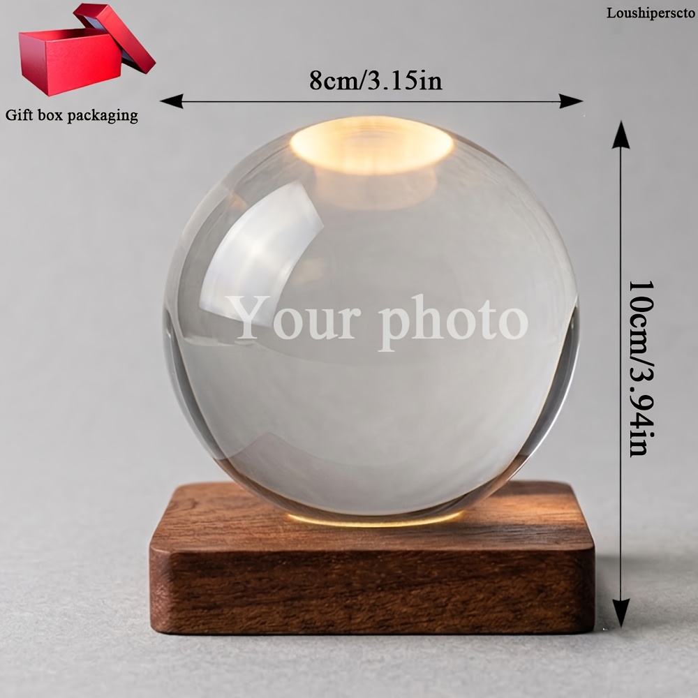 TEMU Custom Photo Crystal Ball Night Light Led Personalized Gift For Mom Couple Wife Husband Anniversary Valentine Birthday Graduation Wedding
