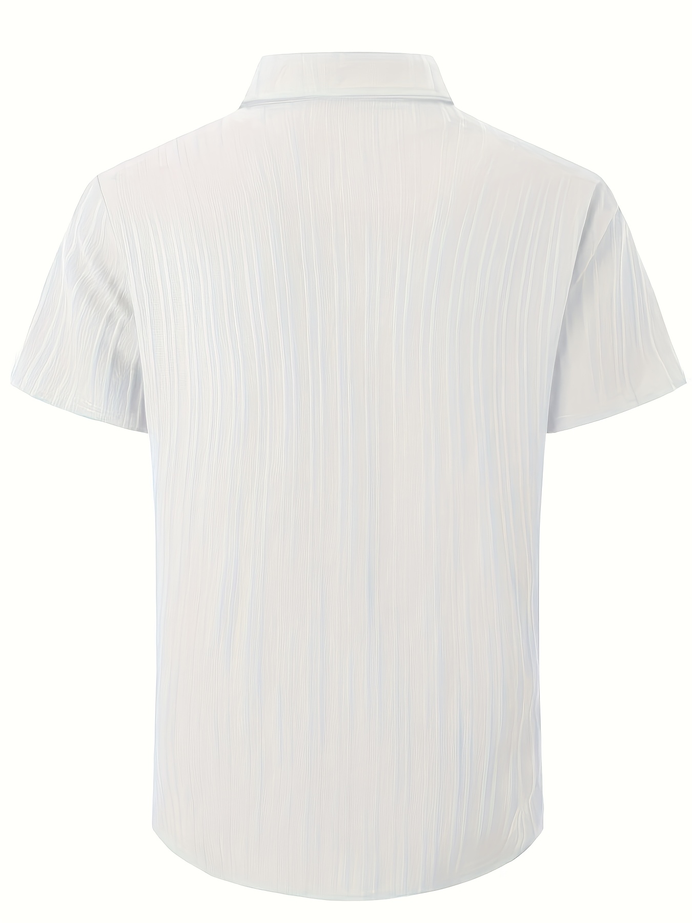 Men's Royal Blue Casual Button-Up Shirt - Short Sleeve, Ribbed Texture Fabric, Classic Collar, Summer Wear, Machine Washable, PLUS SIZE