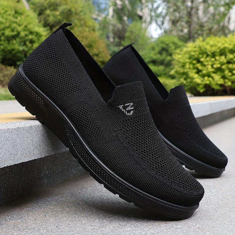 Men's Stylish Solid Knit Casual Shoes - Lightweight, Breathable, Non-Slip - The Perfect Choice for Outdoor Adventures and Leisure Enthusiasts