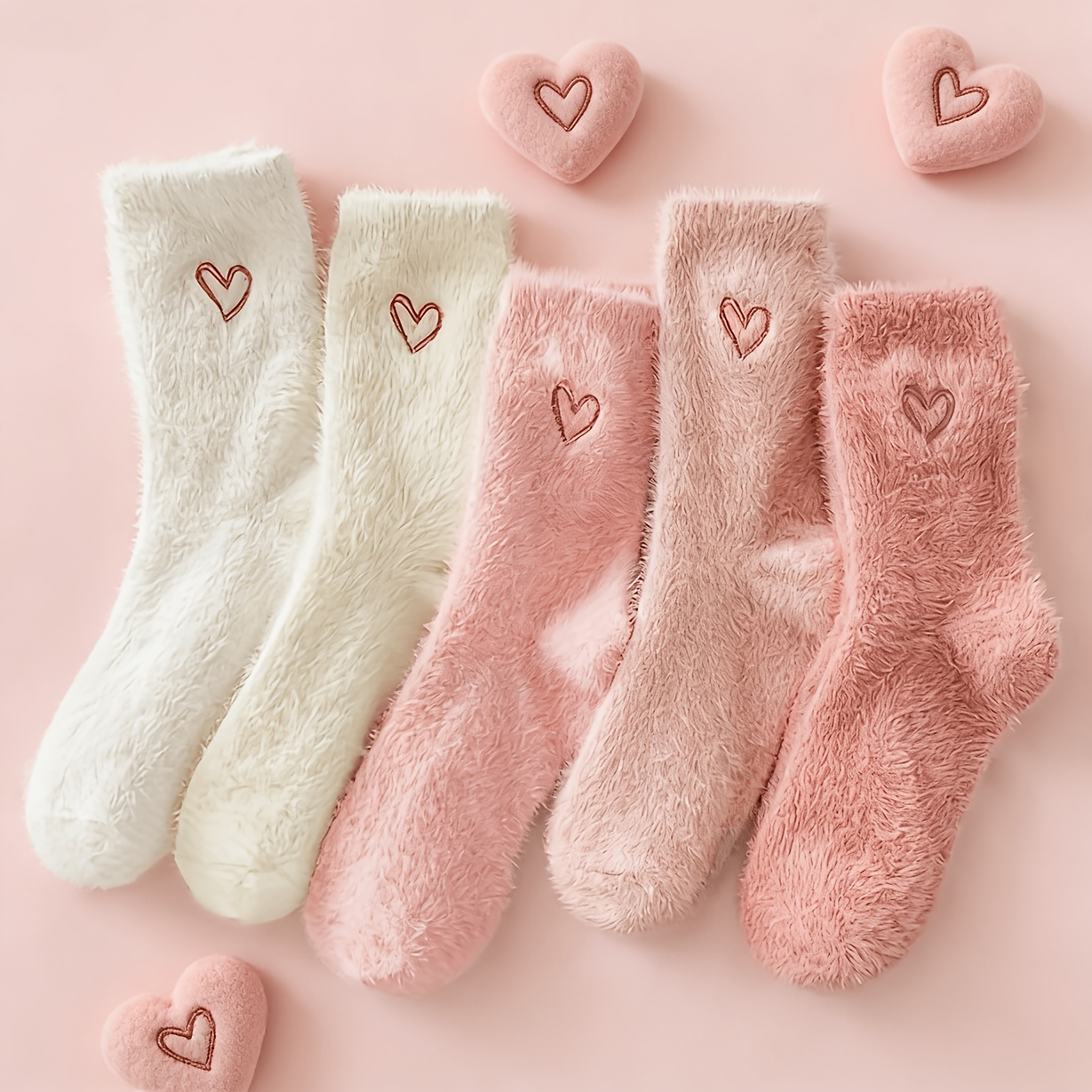 E-shop 5 Paar -Socken, süße, warme, flauschige, dicke, mittelhohe Socken, geeignet für Herbst und Winter, Damenstrümpfe und Socken