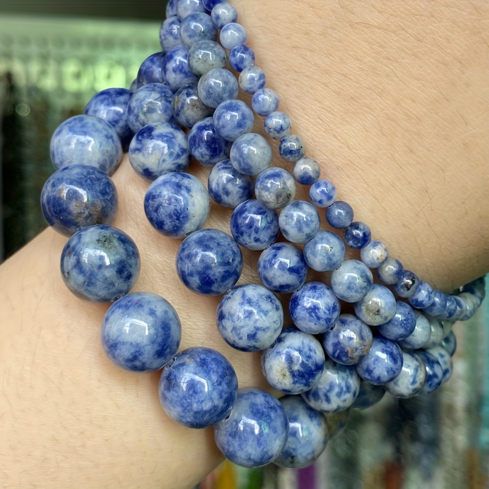 

4mm (0.157inch) -12mm (0.472inch)natural Blue Spot Stone Round Beads For Jewelry Making Diy Bracelets Necklace 15