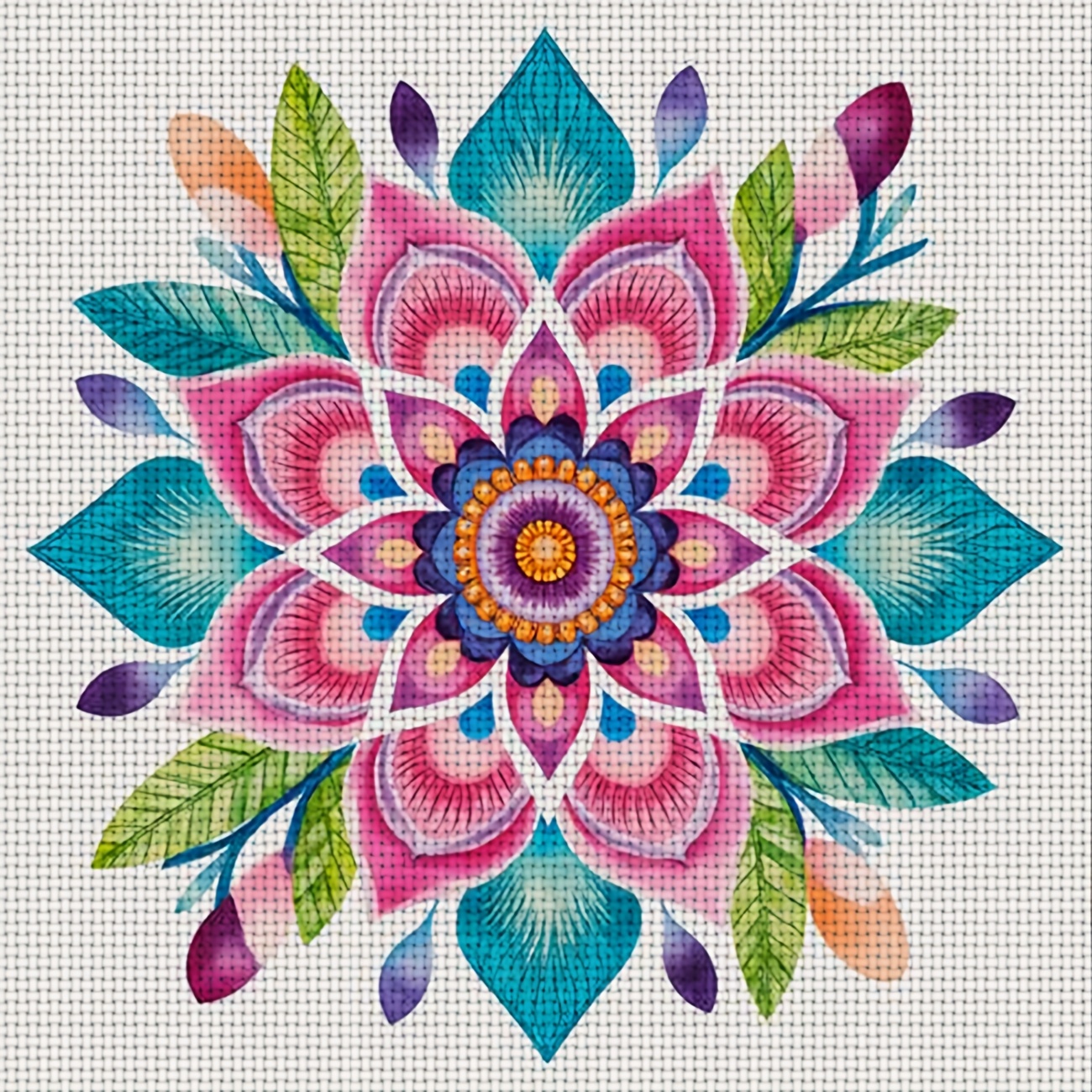 TEMU 1 pièce Kit de Broderie Point de Croix Imprimé DIY, Cadre, "Motif de Fleurs Colorées", Parfait pour de Loisir Relaxant des Débutants, Découvrez