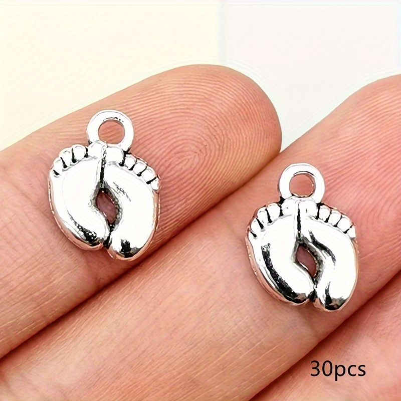 15/30pcs Antique Silvery Footprint Charms Bohemian Style Women Fashion Pendants Handmade Earrings Bracelets Necklaces Additions Handmade Jewelry Additions