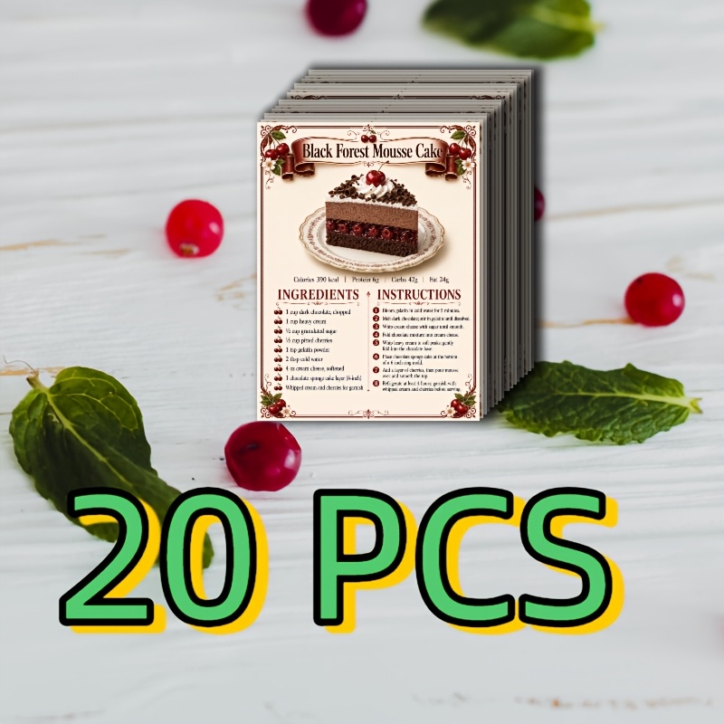 TEMU Lot de 20 cartes postales de recettes de gâteaux mousse pour et pâtissiers - Livrets de desserts aux multiples avec guides par , listes