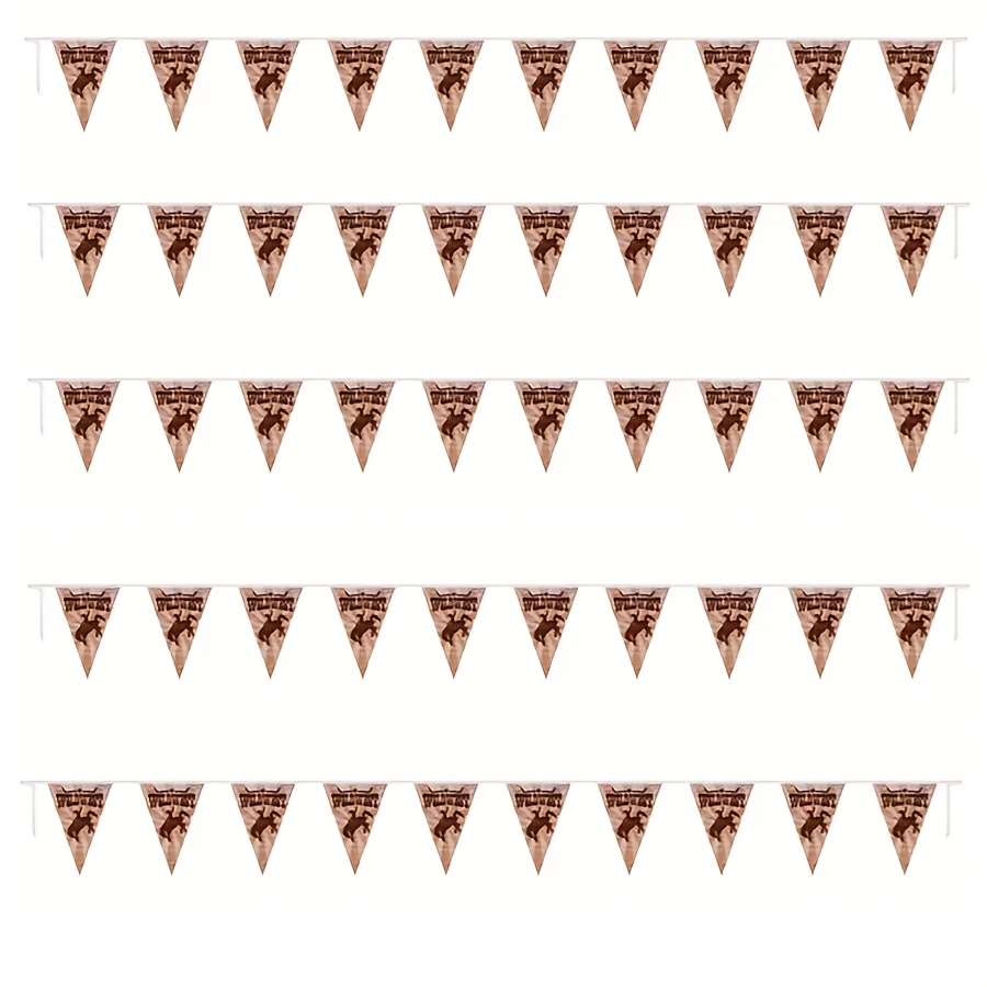 E-shop 1/3/5 Stück Wildwest-Cowboy-Girlande - Western-Saloon-Shangaroo-Ranch-Pferde-Themen-Wimpelkette mit Cowboyhüten & Hufeisen für