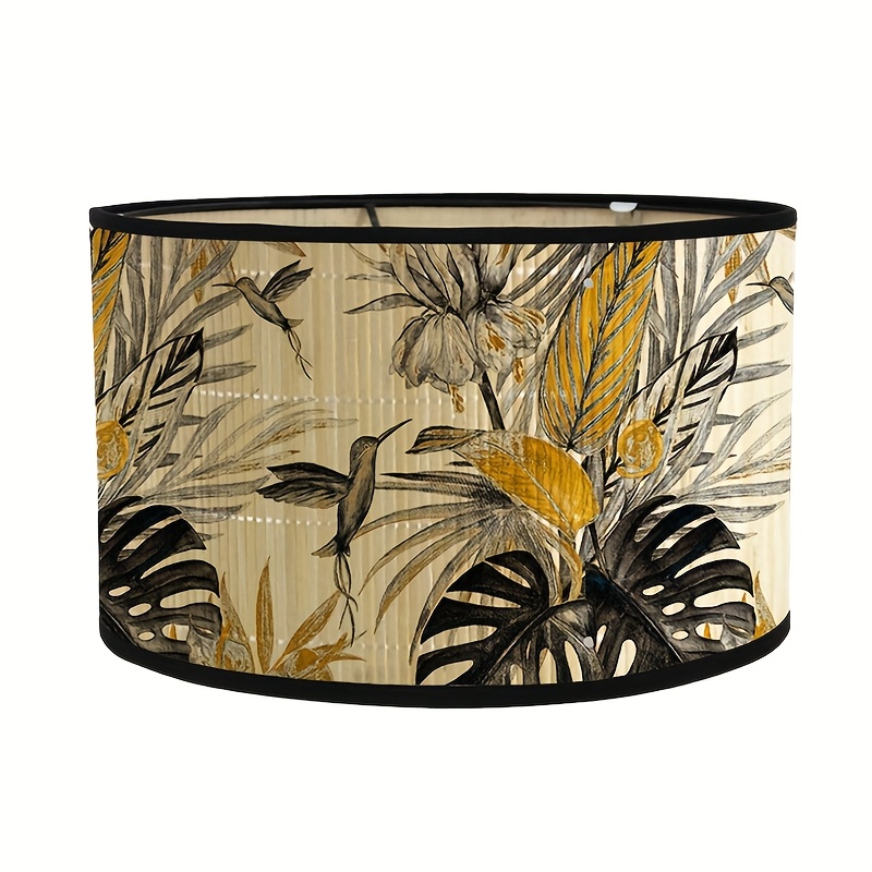 Image of New Hummingbird Design Turtle Leaf Pattern Lampshade Bamboo Printed Lamp, Suitable For E27 Pendant Light Lampshade Bedroom Floor Lamp Replaceable Lampshade, Lampshade, Power Cord Not Included