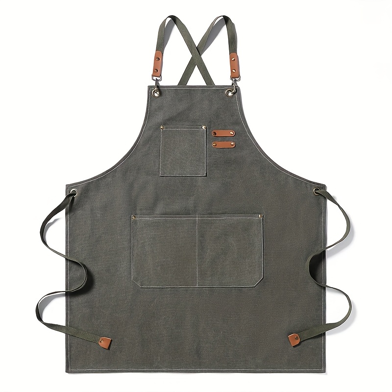 Heavy-Duty Apron, 100% Woven Fabric, Multi-Pocket Design, Adjustable Neck, for Kitchen, BBQ, Coffee Shop, Hairdresser, Woodworking, Painter
