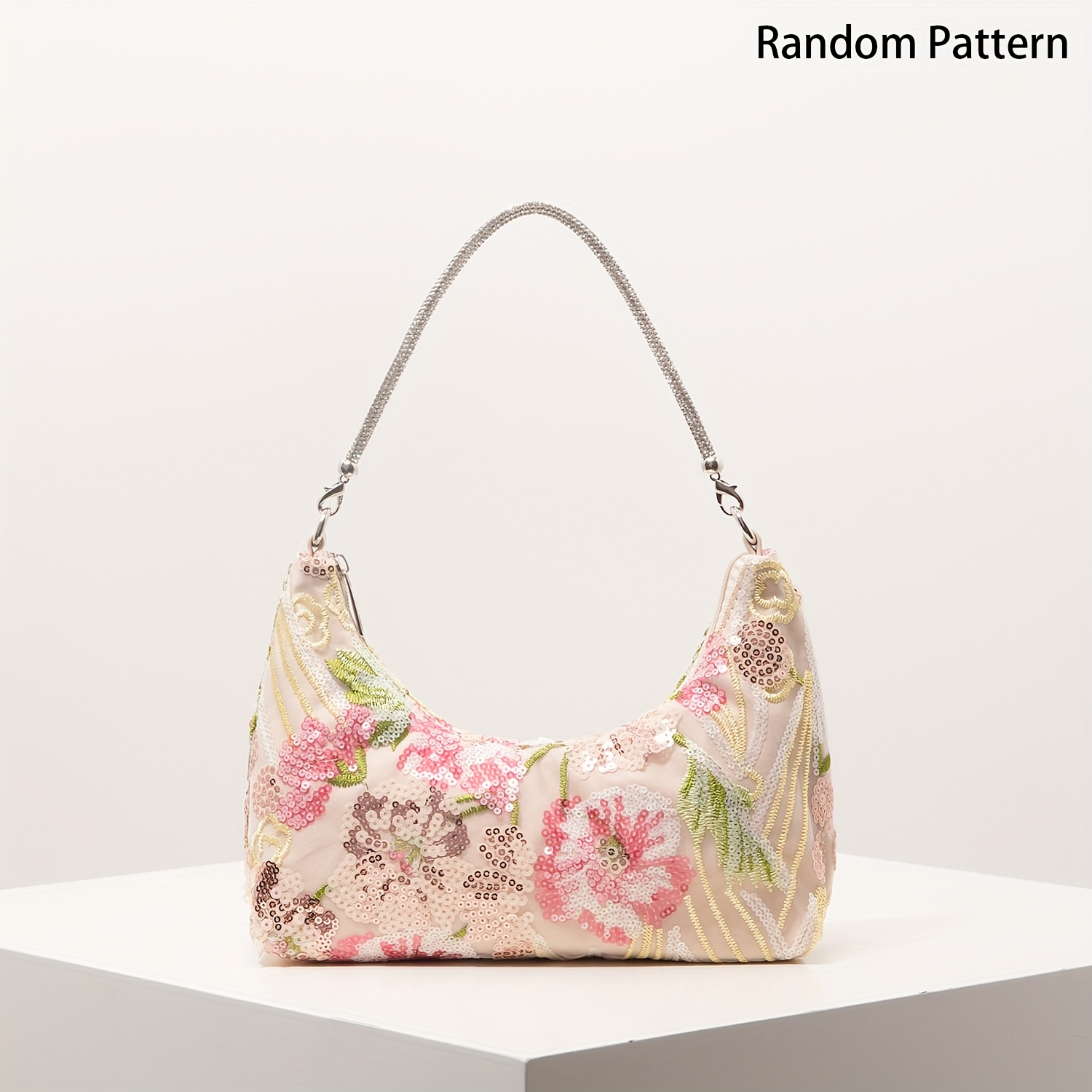 E-shop Exklusive Pailletten-Damen-Schultertasche, Blumenstickerei-Handtasche für Abendveranstaltungen, elegante Clutch für formelle Kleider und