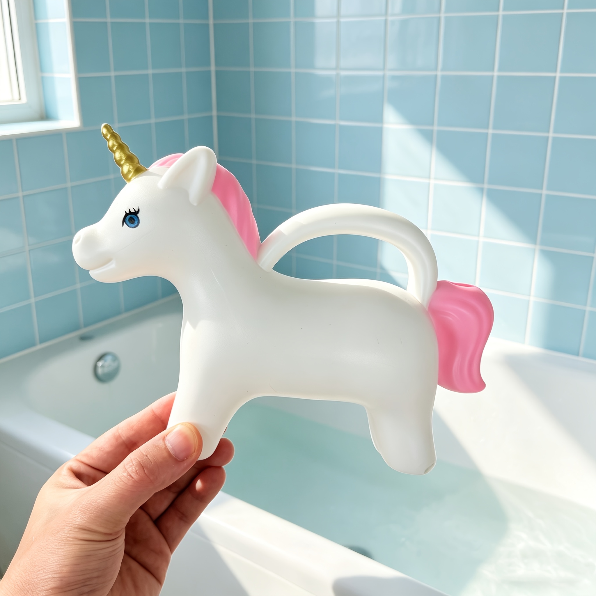 White Unicorn Water Bottle Toy, Bathing Play Toy