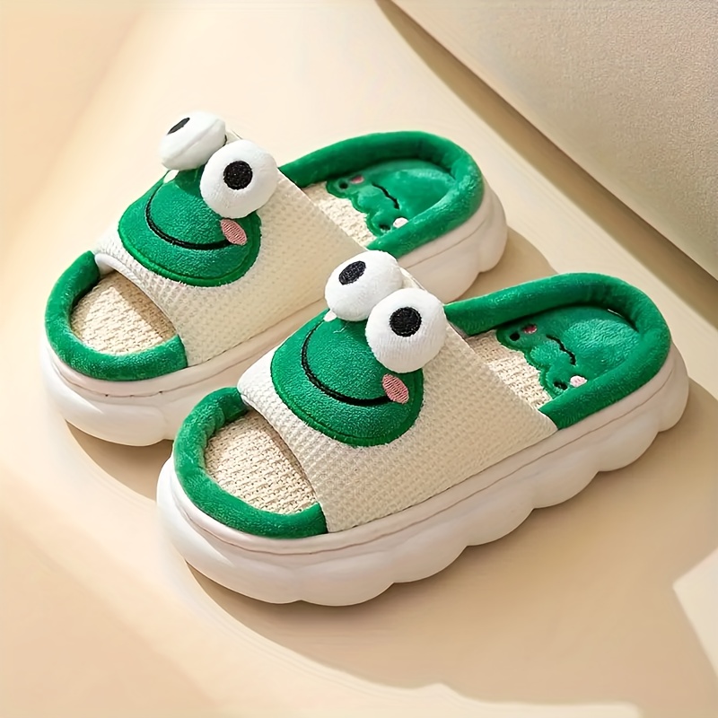 

Men's Adorable Big Eyes & Cartoon Face Pattern Open Toe Breathable Chunky Slippers, Comfy Non Slip Eva Sole Durable Slides
