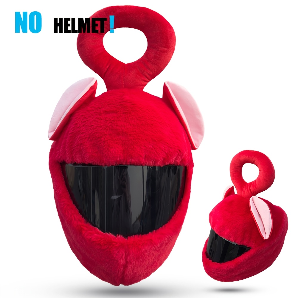 TEMU Cute Plush Cartoon Motorcycle Helmet Cover Warm Anti-scratch Protector For Full Face And Modular Helmets