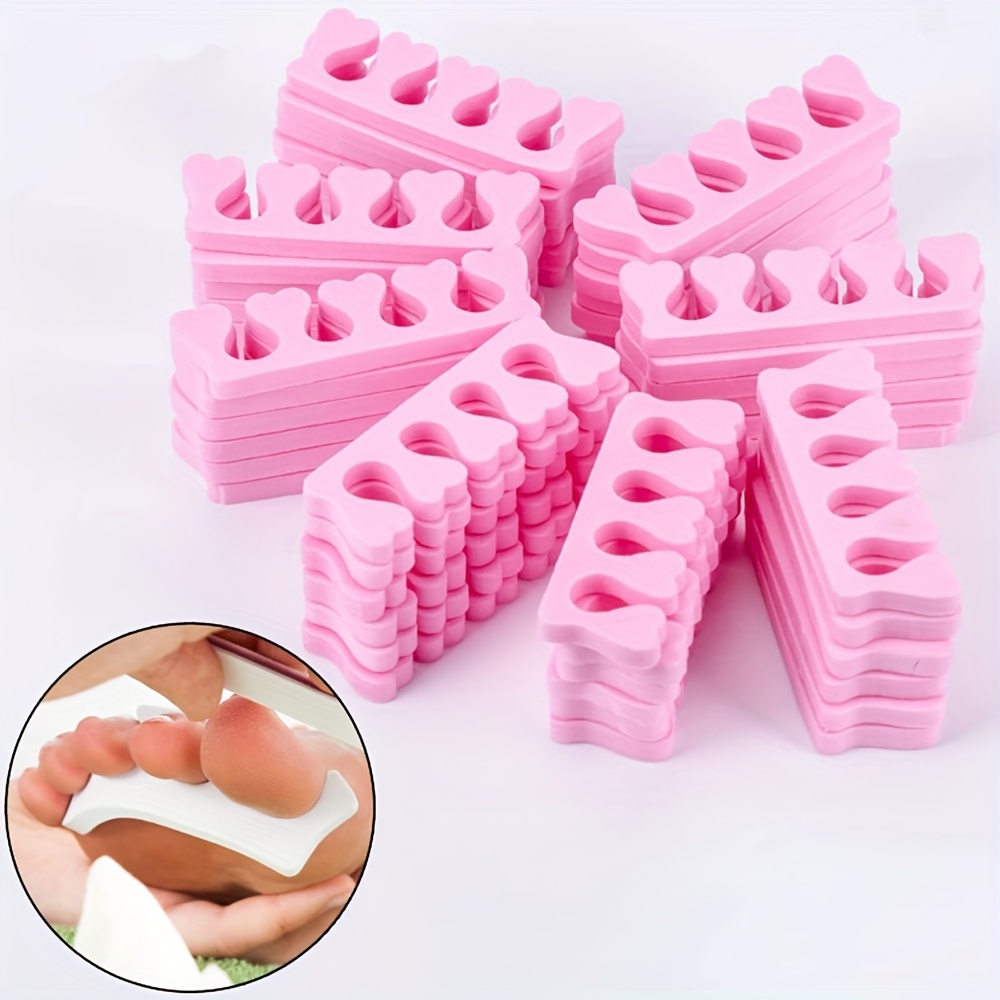 

50pcs Heart-shaped Soft Sponge Toe Separators For Pedicure – Hypoallergenic Nail Art Spacers, Flexible Gel Uv Manicure Tools