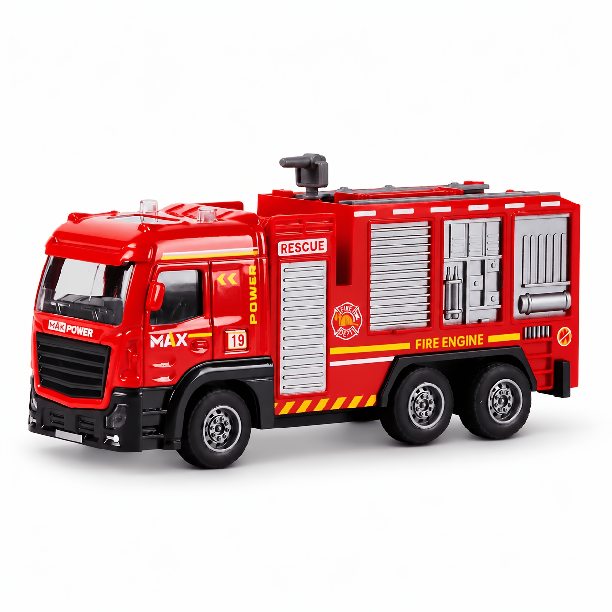 Image of 1:32 Die-cast Alloy Fire Truck Toy, Pull Engine Model With Realistic Details For Kids Ages 3+, Birthday Gift