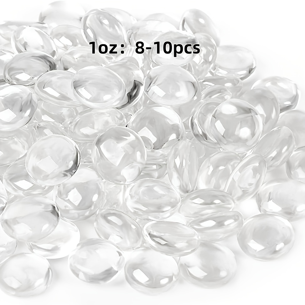 TEMU Perles de verre plates, lisses et transparentes & Pierres adaptées à la décoration d'aquarium, remplissage de vases, artisanat de mosaïque -