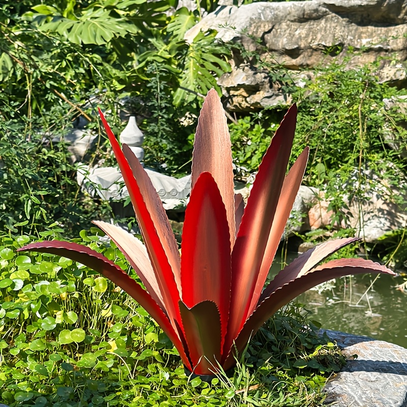 1/2* Agave, 16.5 inch heavy duty metal large size thickened simulated agave  12 leaves, metal plant rustic garden sculpture statue home/outdoor  decoration, agave metal plant patio garden lawn ...
