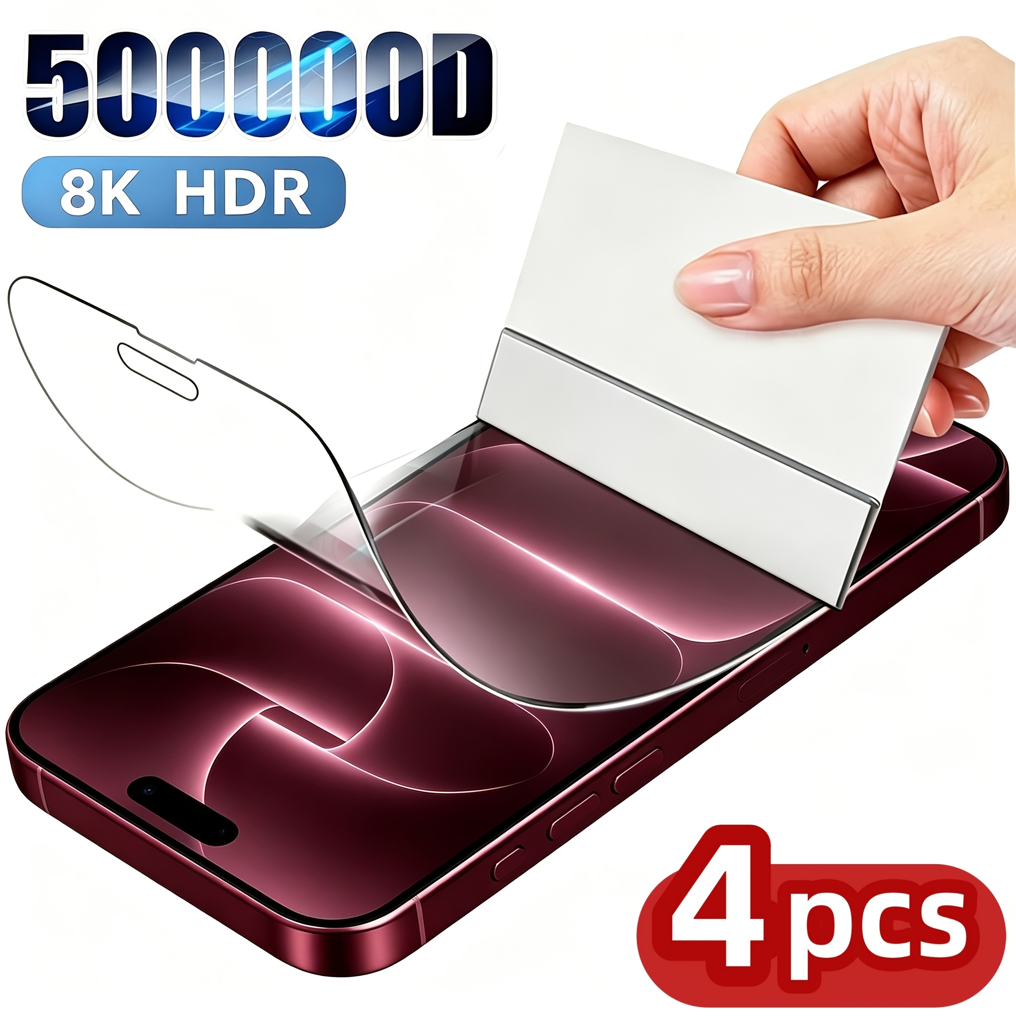 TEMU 4pcs 8k High Definition Hydrogel Film Screen Protector Compatible With For Iphone 18 Pro Max 18 Pro 17 16 15 14 13 12 11 16e Plus X Max Xr Mini