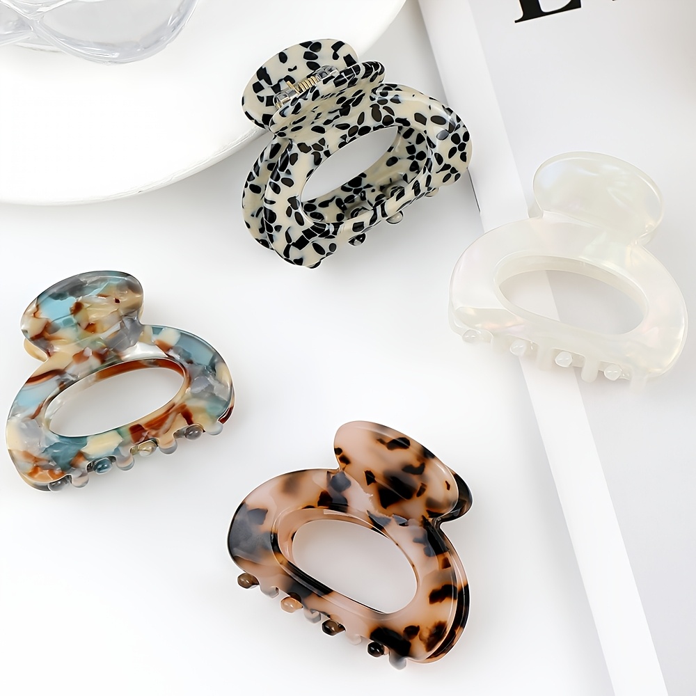 E-shop Set mit 4 eleganten Haarspangen | Haarnadeln mit Marmormuster aus Acetat, Hochsteckfrisur-Halter, halbe Hochsteckfrisur-Klammern, vielseitige