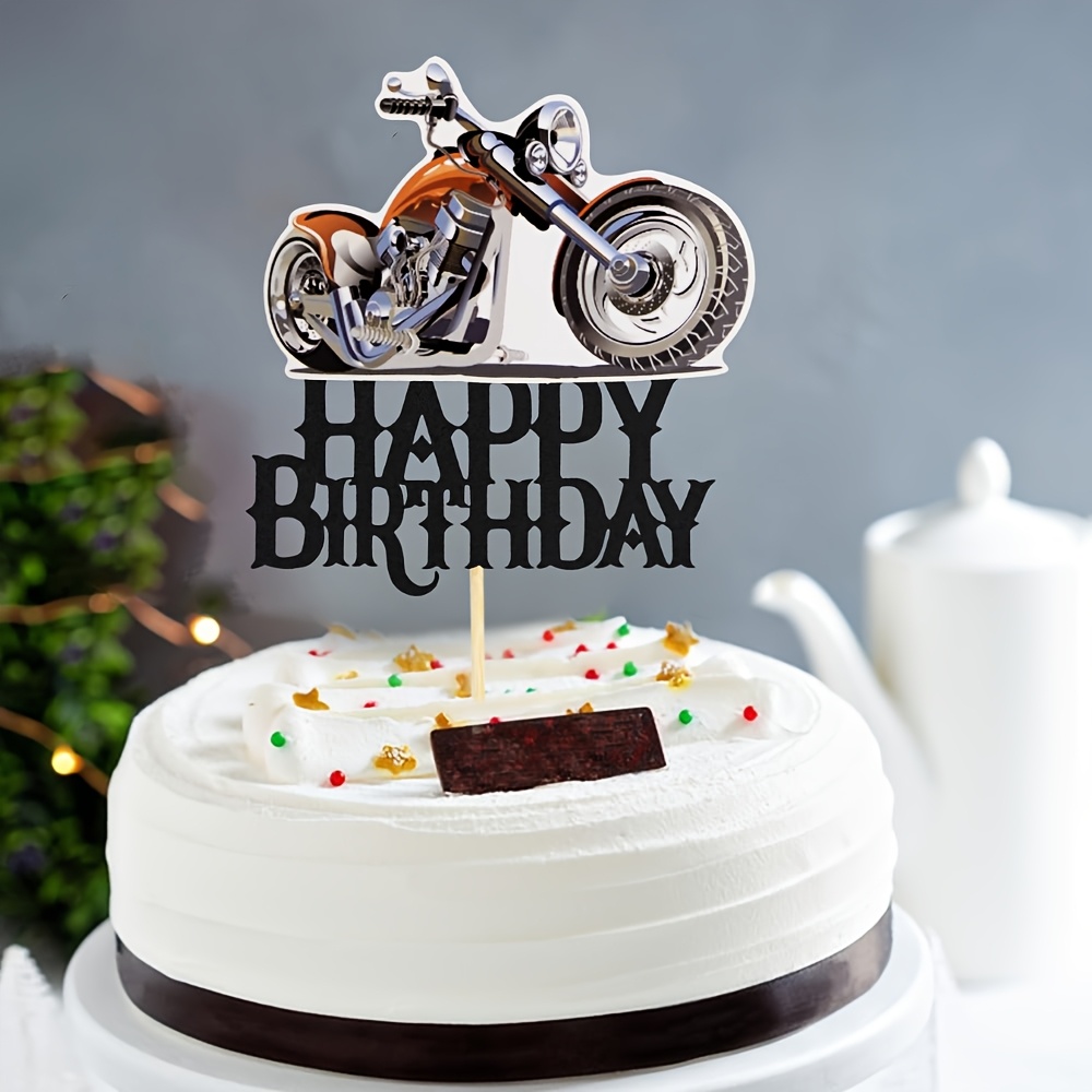 Décoration Gâteau d'anniversaire pour Moto, Topper Moto, Joyeux Anniversaire Topper, Partie Moto Décoration Décoration Fête, d'anniversaire
