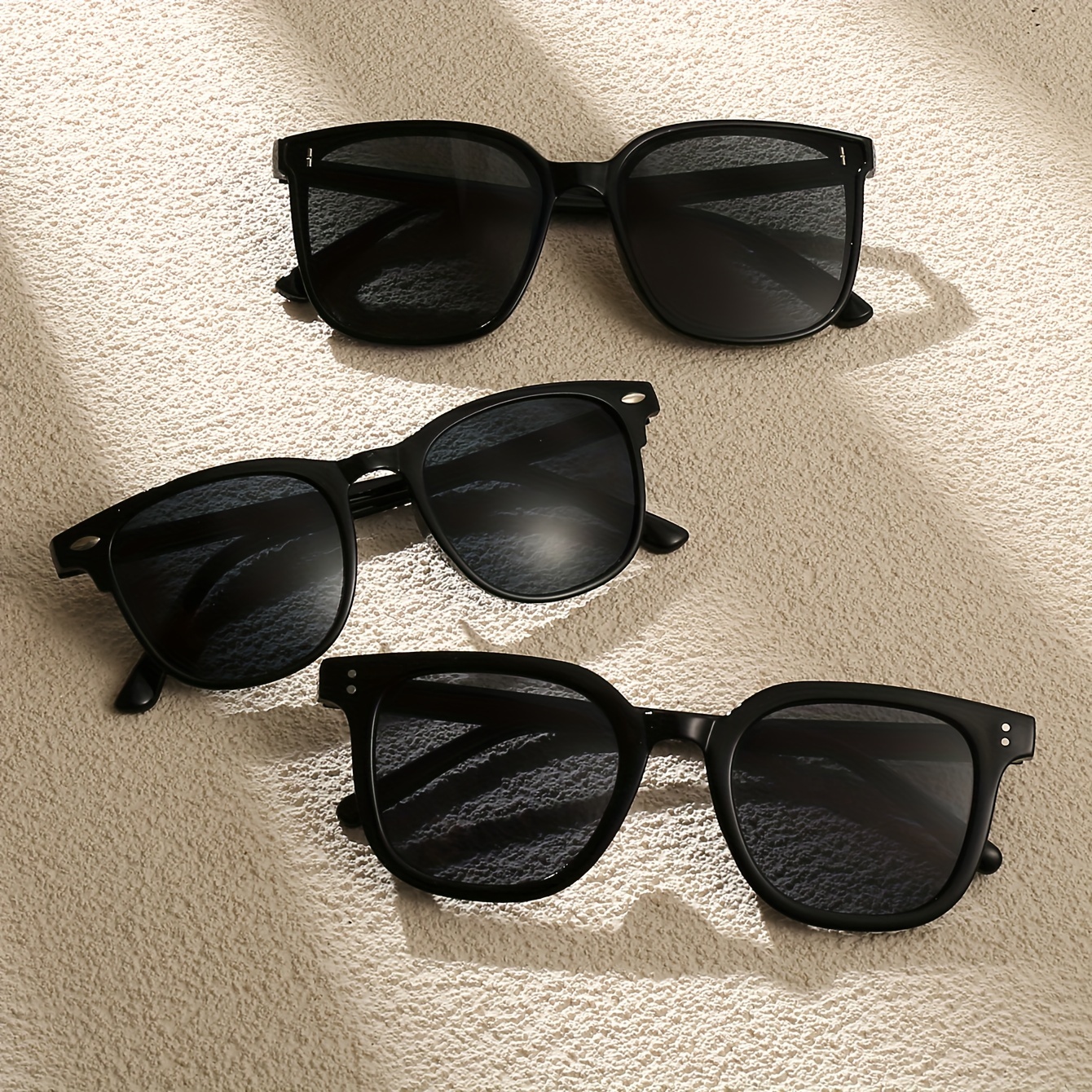 

3pcs Retro Square For Women Men Classic Fashion Anti Glare Sun Shades For Driving Beach Travel