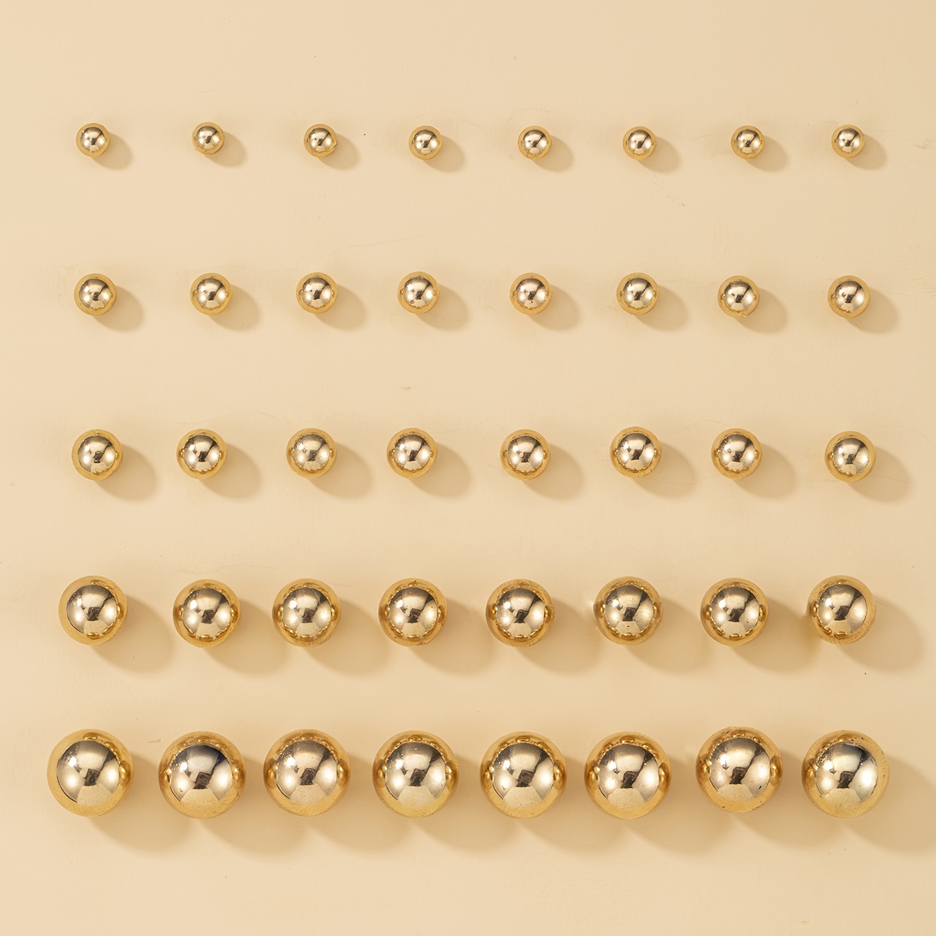 

40-piece Set Gold-tone Assorted Sizes Elegant Cute Stud Earrings - Resin With Stainless Steel Post, Hypoallergenic, No Plating - Versatile Jewelry For , Holiday, Halloween, All