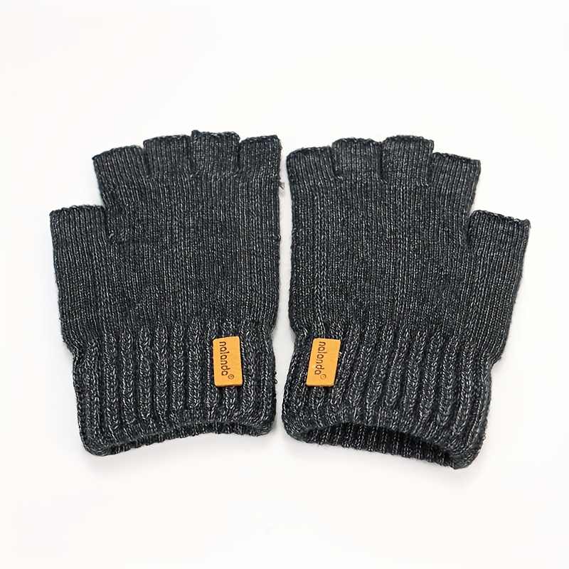 New Knitted Solid Color Half Finger Gloves For Men And Women Winter Cold And Warm Outdoor Gloves
