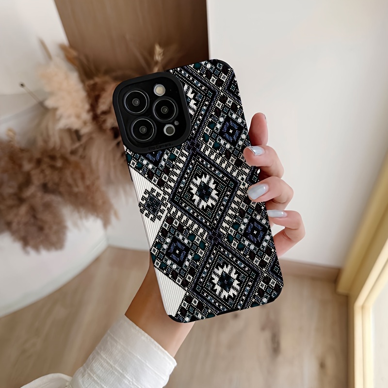 

Vertical Pattern Pu Leather Painted Retro Argyle Pattern Phone Case For Iphone 14/13promax/12pro/soft Shell Anti-fall 11/xr/xsnax/xs/7 For 15