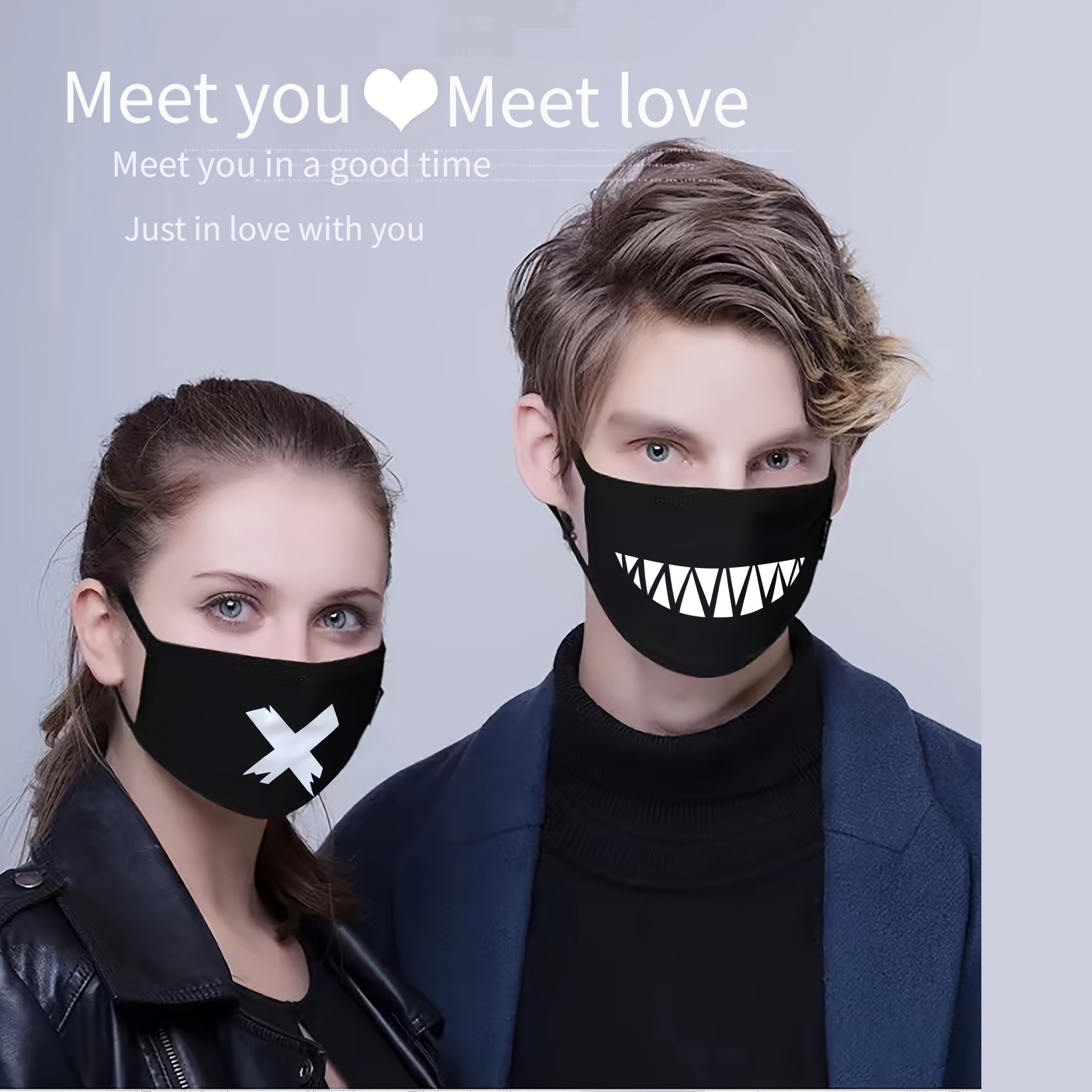 

1-pack Personalized Fashion Print Black Cotton Mask, Comfortable, Breathable, Reusable, Ideal For Outdoor Activities And Gifting