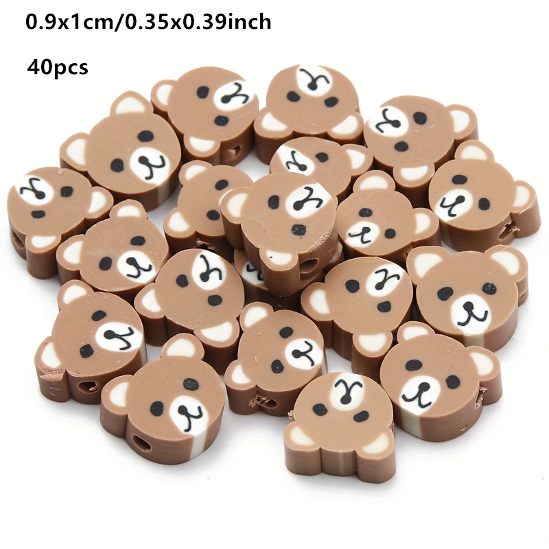 TEMU 40/60pcs Cuentas de Oso Marrón Adorable, Cuentas de Arcilla de 10Mm, para Adiciones de Fabricación de Joyas, Adecuadas para Cadenas de Teléfono,