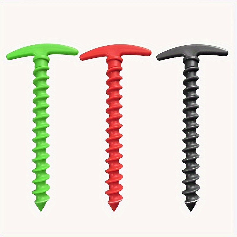 4 6pcs Upgraded Ground Nails Threaded Tent Pegs With Rope Luminous