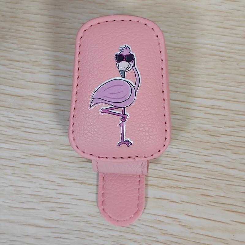TEMU Flamingo magnetische klembevestiging voor zonneklep - PU geschikt voor bril, bonnetjes, kaartenorganizer met magnetische basis & flamingohaak