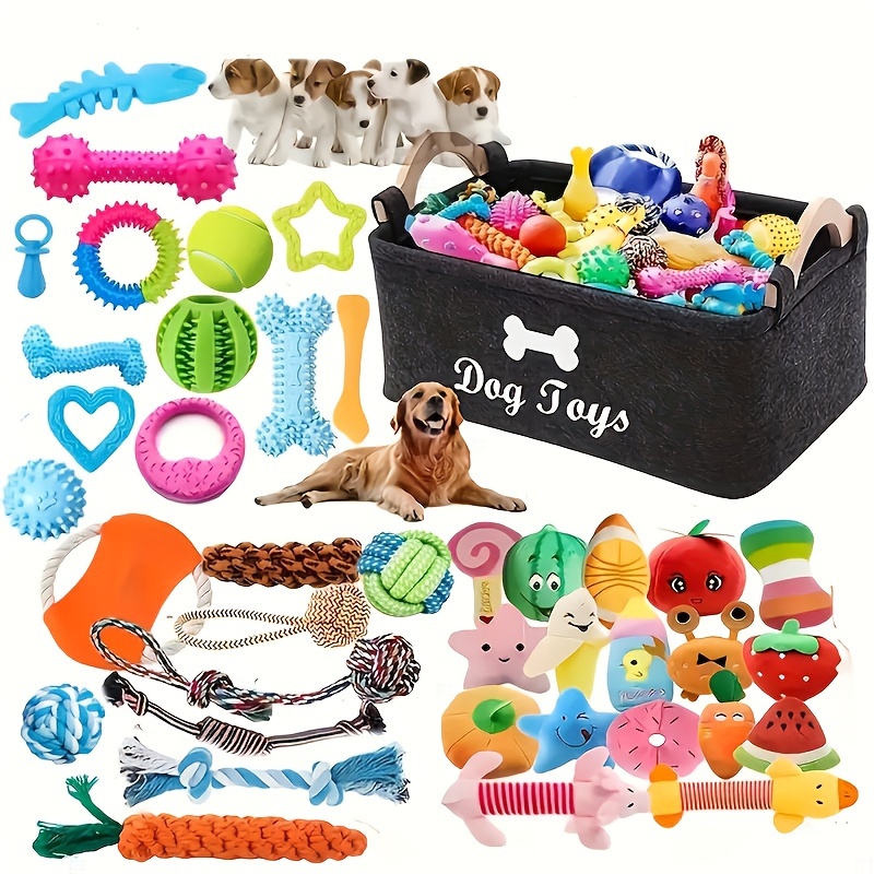 

de jouets chiens 6/12 pièces - Jouets à mâcher en tissu de toutes les tailles de - de jeu de nettoyage des et d'entraînement jouets à nœuds, couineurs et balles