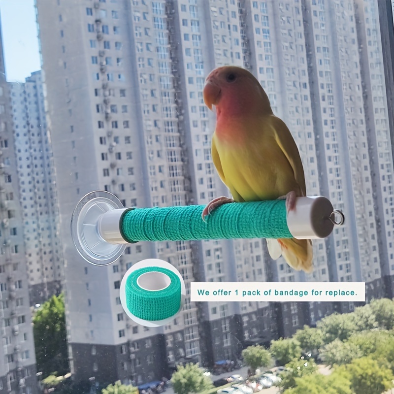 TEMU Perch And Suction Cup For Parrots - Pvc Window & Stick-on Stand, , Durable, Installation - 1 Replacement Bandage - For Surfaces - 1pc