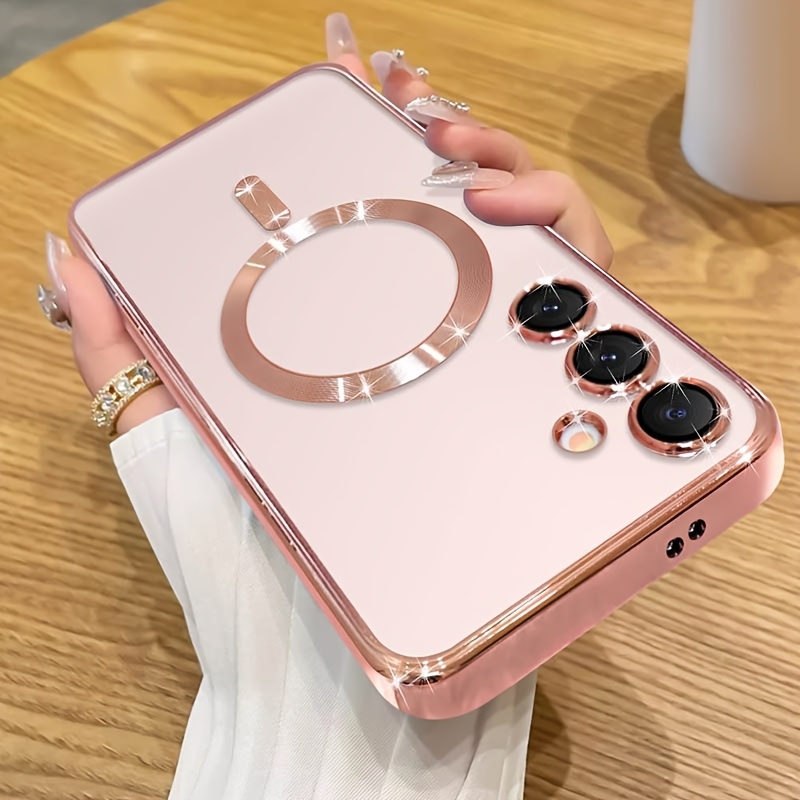 TEMU para Teléfono - [ Magnética de Lujo] Magnética de Platinado Transparente de Lujo, Compatible con Samsung Compatible con Galaxy A57 A37 A17 A56