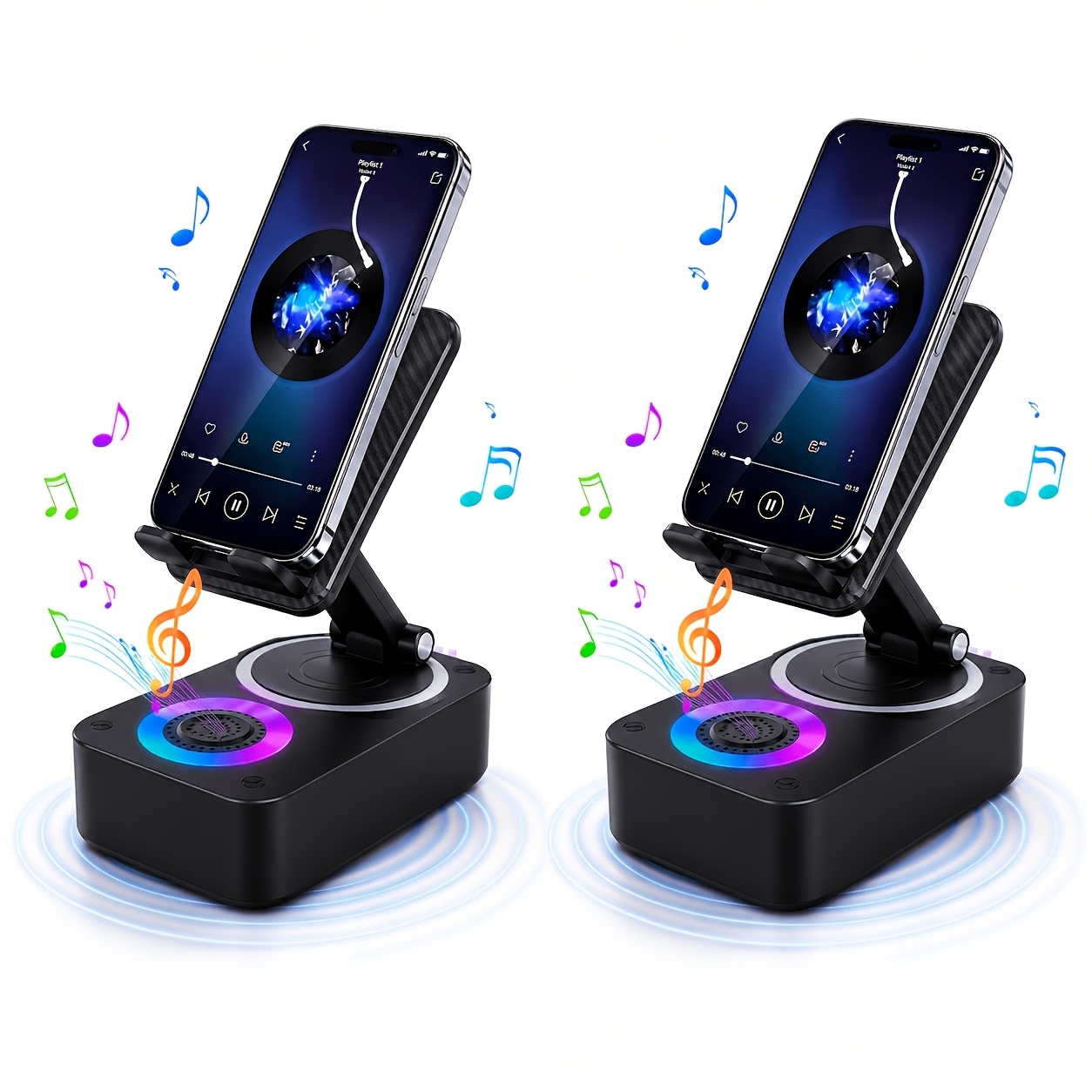 TEMU 2026 New Bluetooth Speaker, Bluetooth Stand With Speaker And Emergency Charging, 360° Adjustable Foldable Magnetic Bluetooth Speaker Stand,