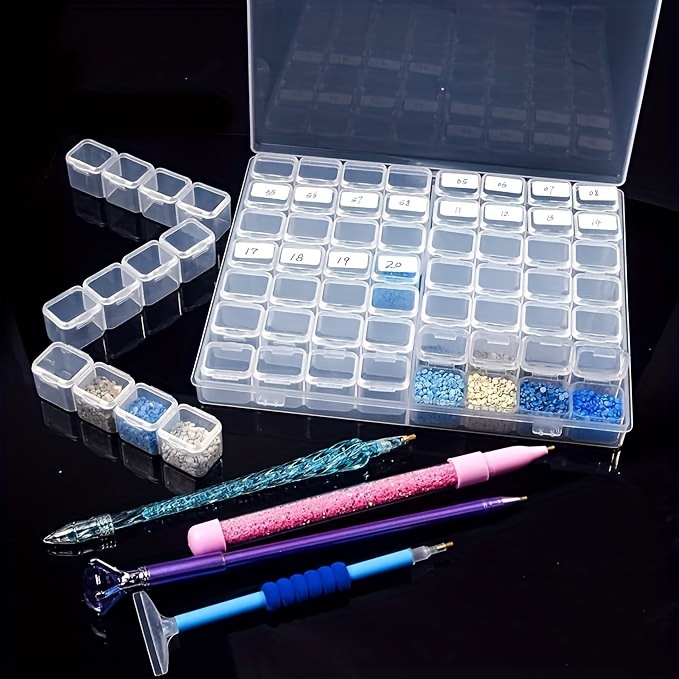   органайзер для украшений с застежкой-кнопкой, прозрачный пластиковый контейнер для хранения серег с съемными сетками для бусин, таблеток, поделок своими руками, украшений и инструментов, 28 56 отделений, против окисления, портативный контейнер, детали 0