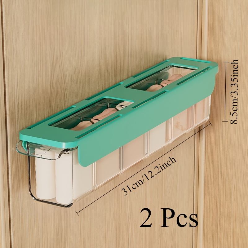 TEMU 2pcs Sock Storage Box Wall-mounted Drawer Underwear Finishing Box, Closet Door Storage Box With Stickers And Transparent Box For Drawer Storage