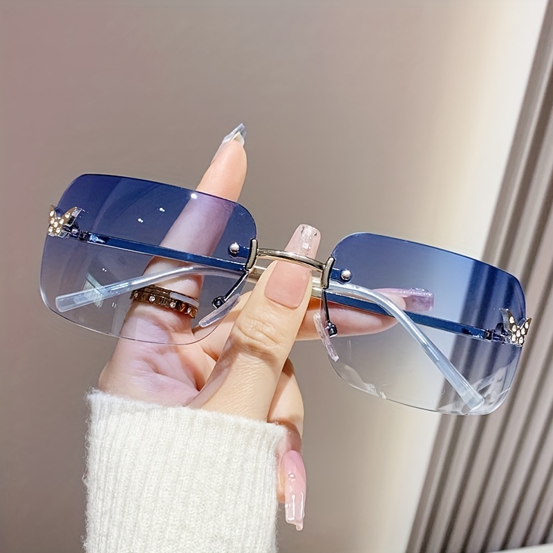

Lady's Frameless Rhinestone-studded Glasses Small Butterfly Metal Square Frame Glasses Y2k Fashion Casual Glasses Beach Travel